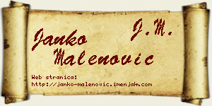 Janko Malenović vizit kartica